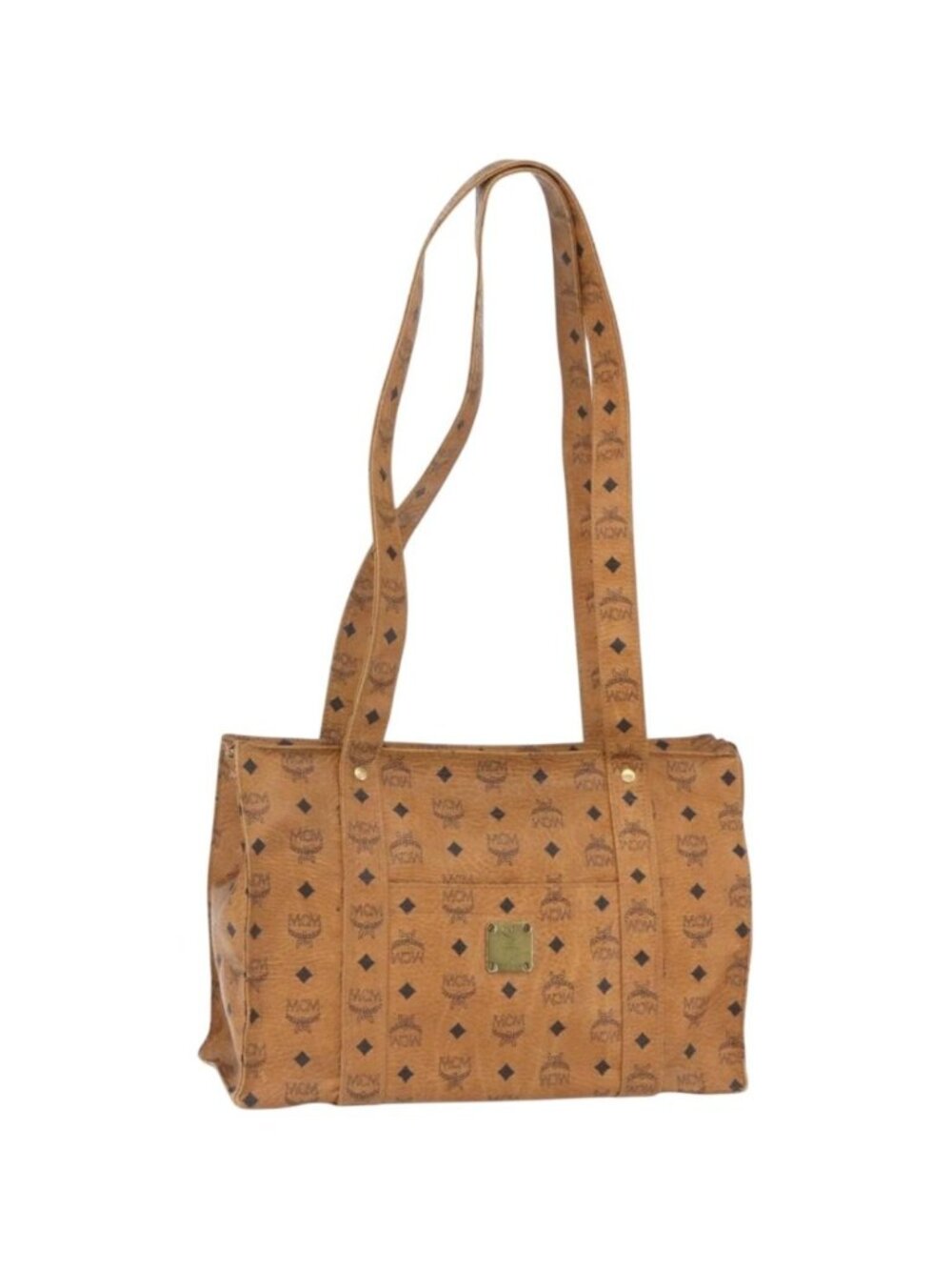 MCM Logogram Vicetos Tote Bag PVC Brown Gold